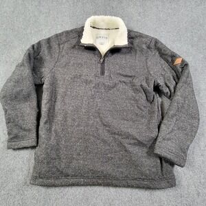 Orvis Jacket Mens Large Gray Sherpa Fleece Lined Quarter Zip Pullover Sweater